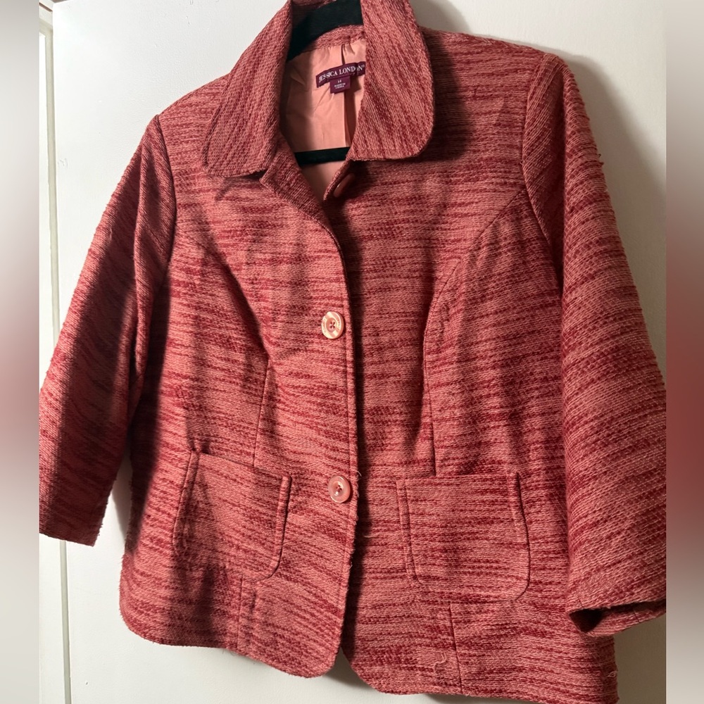 Jessica London Coral Tweed Jacket - Size 14